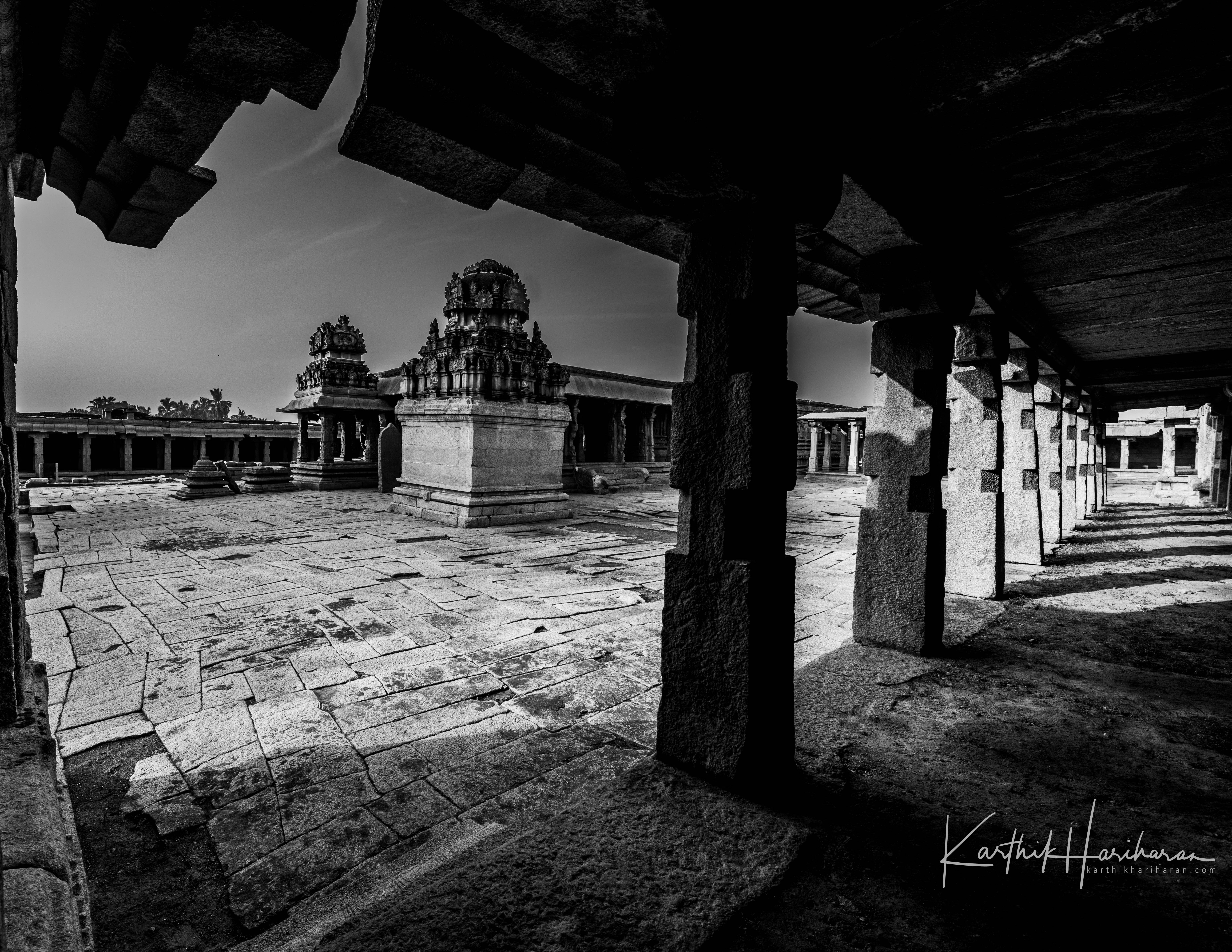 Hampi temple architecture and courtyard